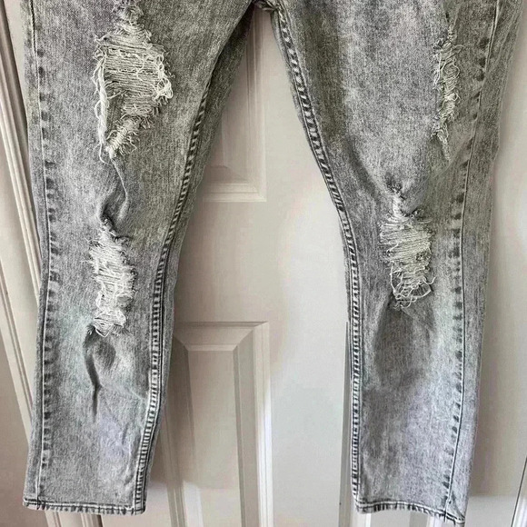 Empyre Verge Chad Tapered Charcoal Skinny Jeans Size 34 Skater‎ Distressed Jeans - Picture 4 of 7